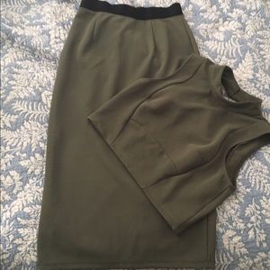 BCBG Hunter Green Skirt and Top Set