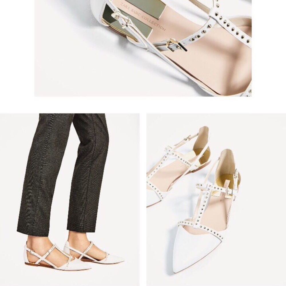 ISO Zara Studded White D'orsay Shoe.