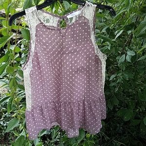 Lush Plum and Ivory Blouse with Lace
