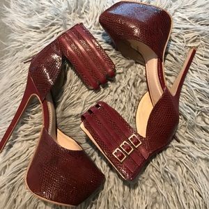 Burgundy platform heels