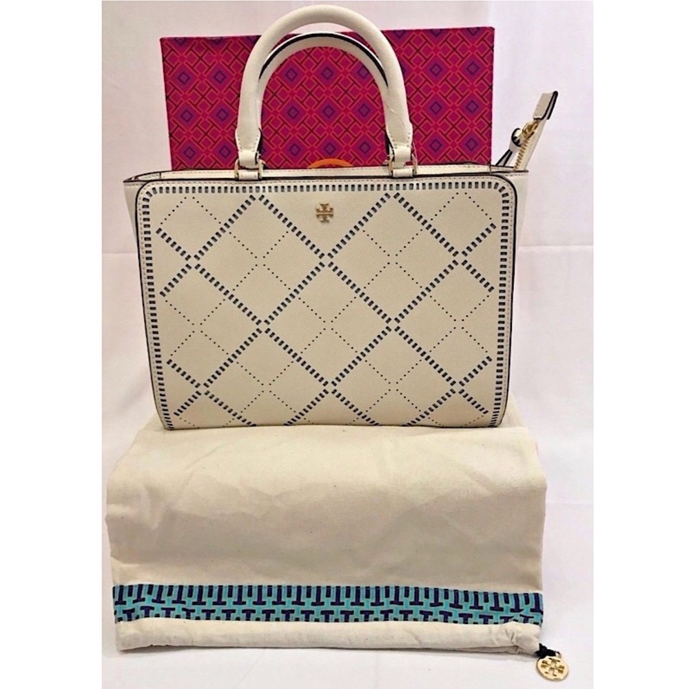 Tory Burch Robinson Crosshatch Zip Tote - Picture 6 of 8
