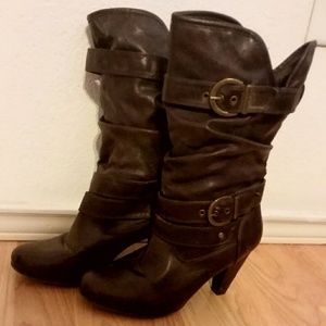 Dark brown slouch booties