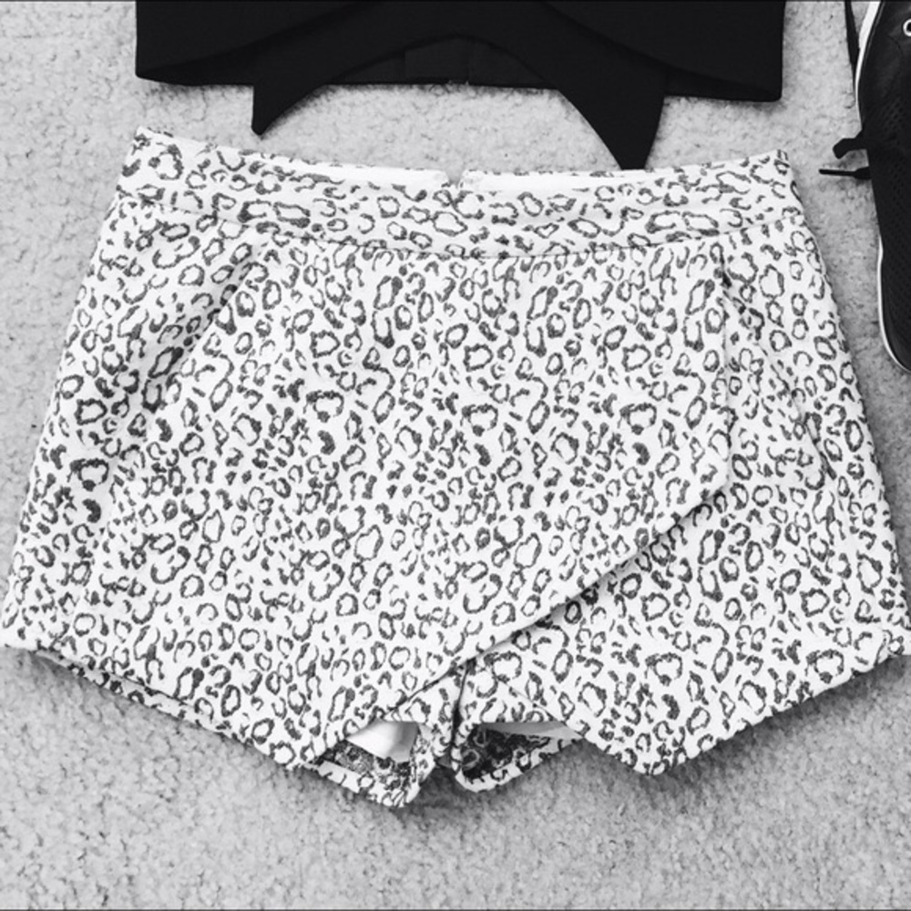 Express Snow Leopard Metallic Asymmetric Skort