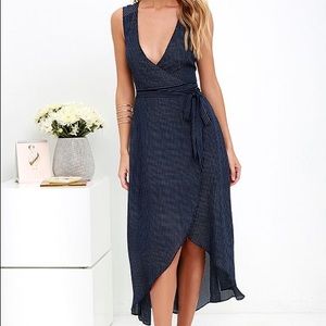 Lulu's Fine Lines High Low Wrap Dress