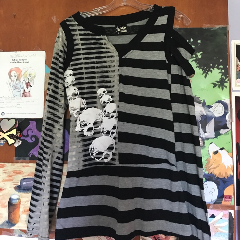 Skulls and Stripes Punk Rave Top