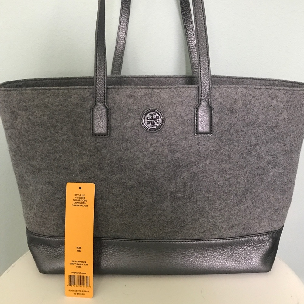 Tory Burch Emmy charcoal/gunmetal Tote