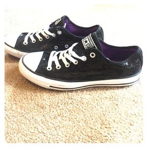 Black sequin converse all star sneakers size 9
