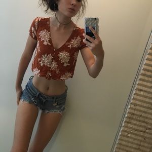 Orange floral pacsun crop