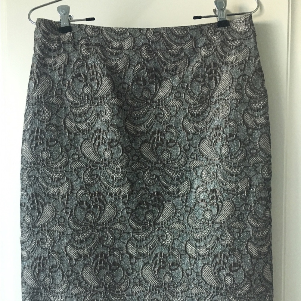 Ann Taylor Gray Metallic Pencil Skirt