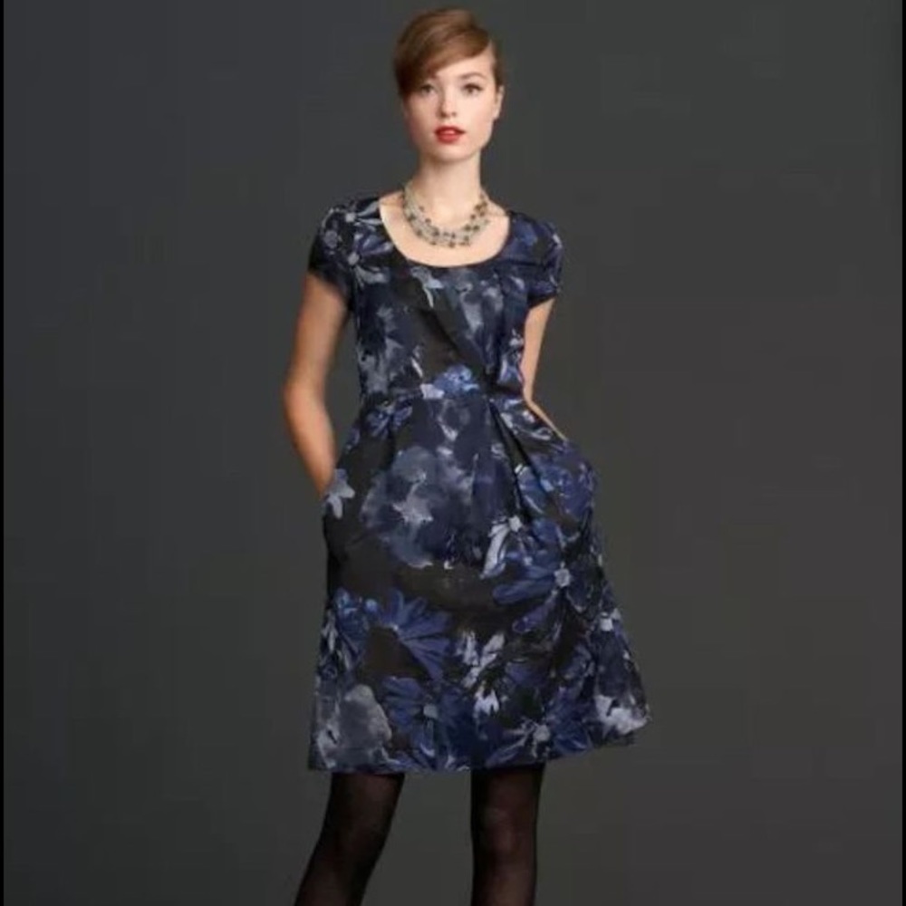 Banana Republic Sz 6 Mad Men Blue Floral Dress