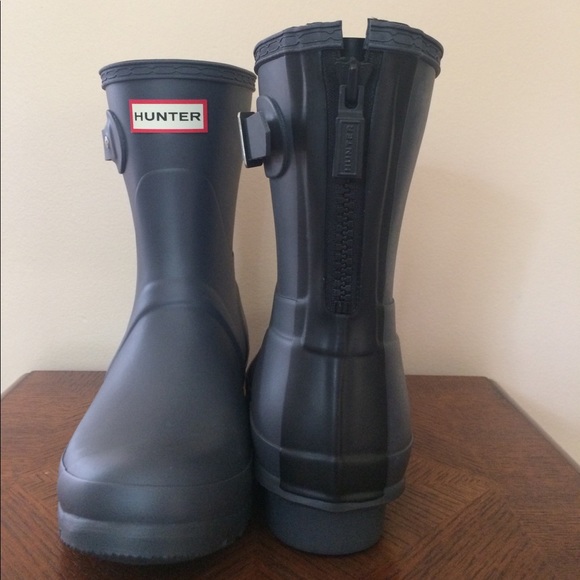 hunter boots with zipper in back