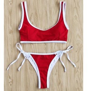 Sexy red and white color block bikini size S BNWT