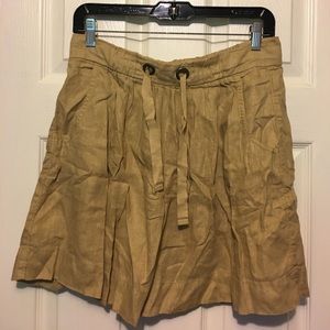 Tan J. Crew 100% Linen Circle Skirt