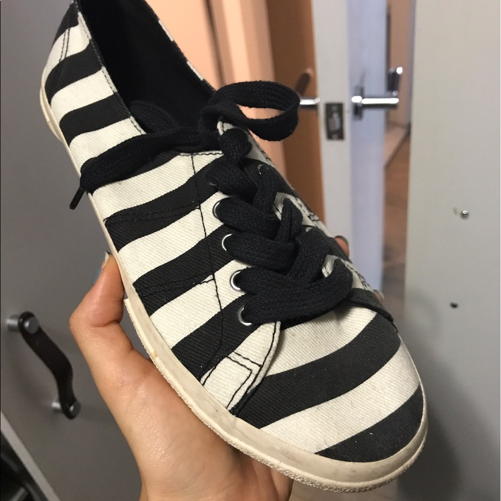 Black & white striped sneakers
