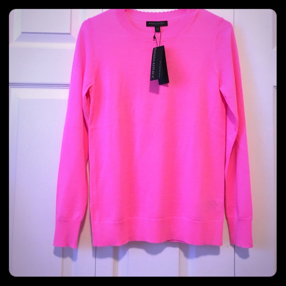 NWT Banana Republic merino wool thin pink sweater