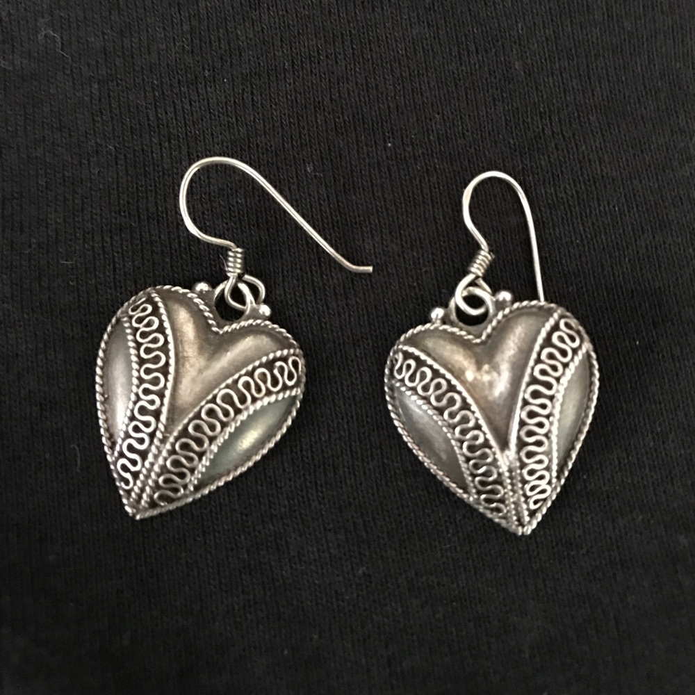 Vintage Sterling Silver heart earrings