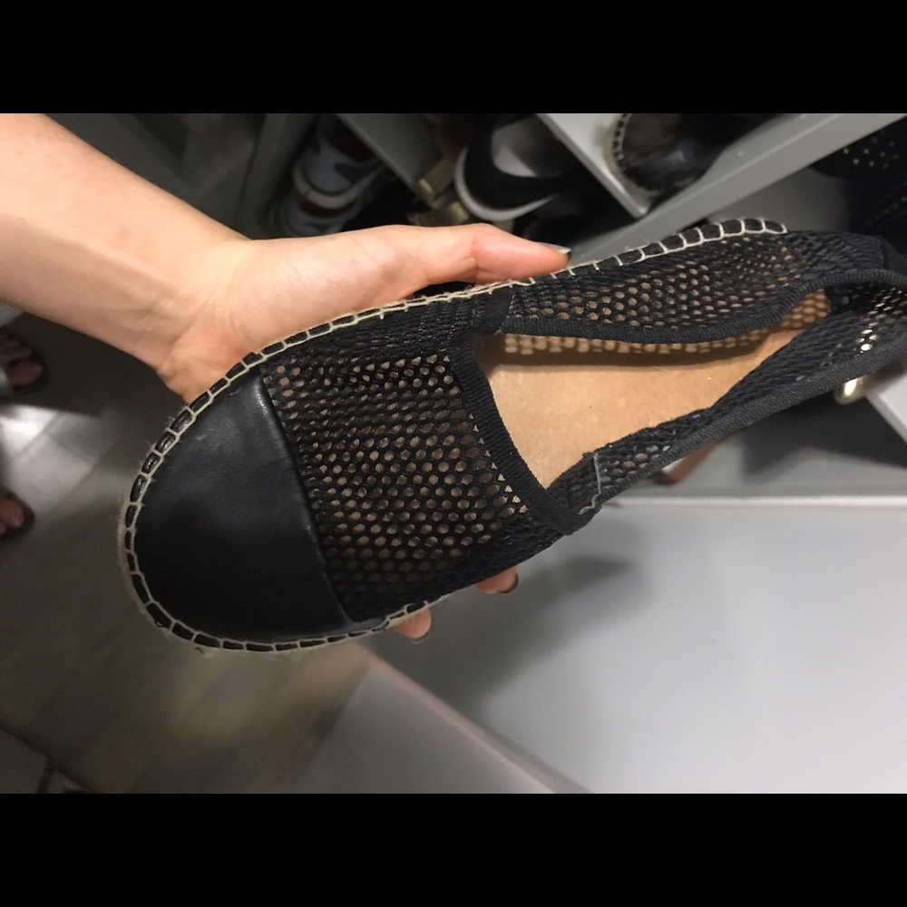 Black mesh espadrilles Never worn!