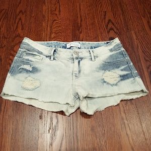 Express Low Rise Distressed Denim Shorts