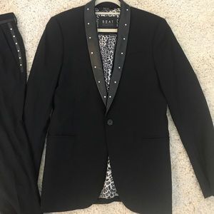 Zara Beat Collection Suit + Leather & Stud Detail