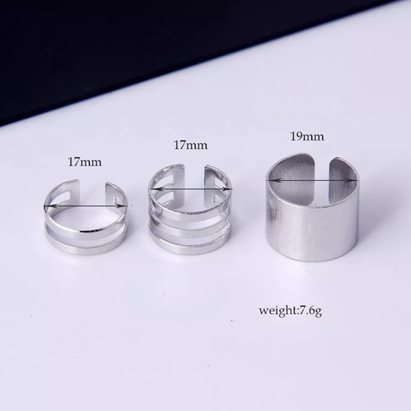 SILVER KINI  ♡ Midi 3 Rings GIFT SET - Picture 3 of 7