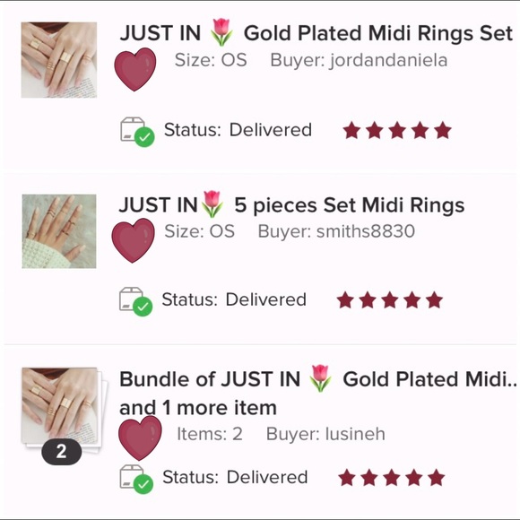 SILVER KINI  ♡ Midi 3 Rings GIFT SET - Picture 5 of 7