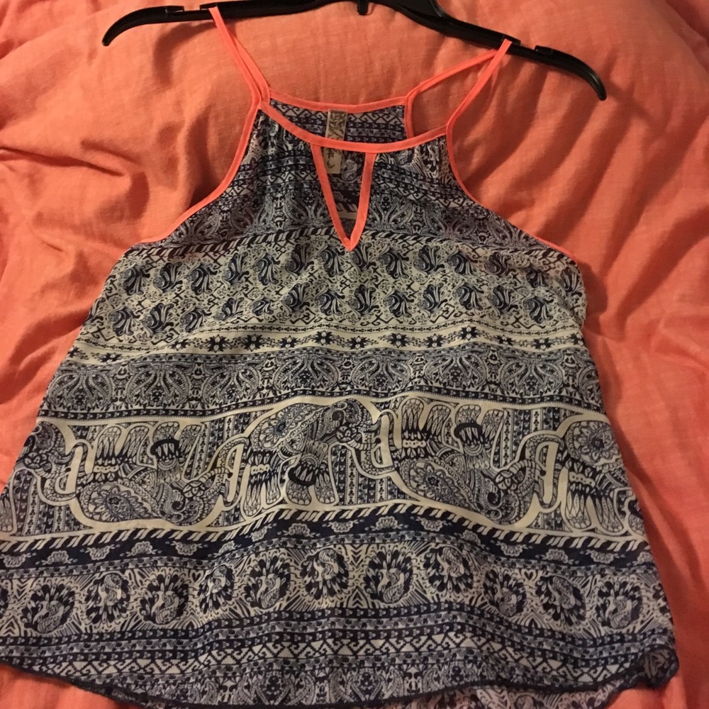 Navy and coral elephant tank