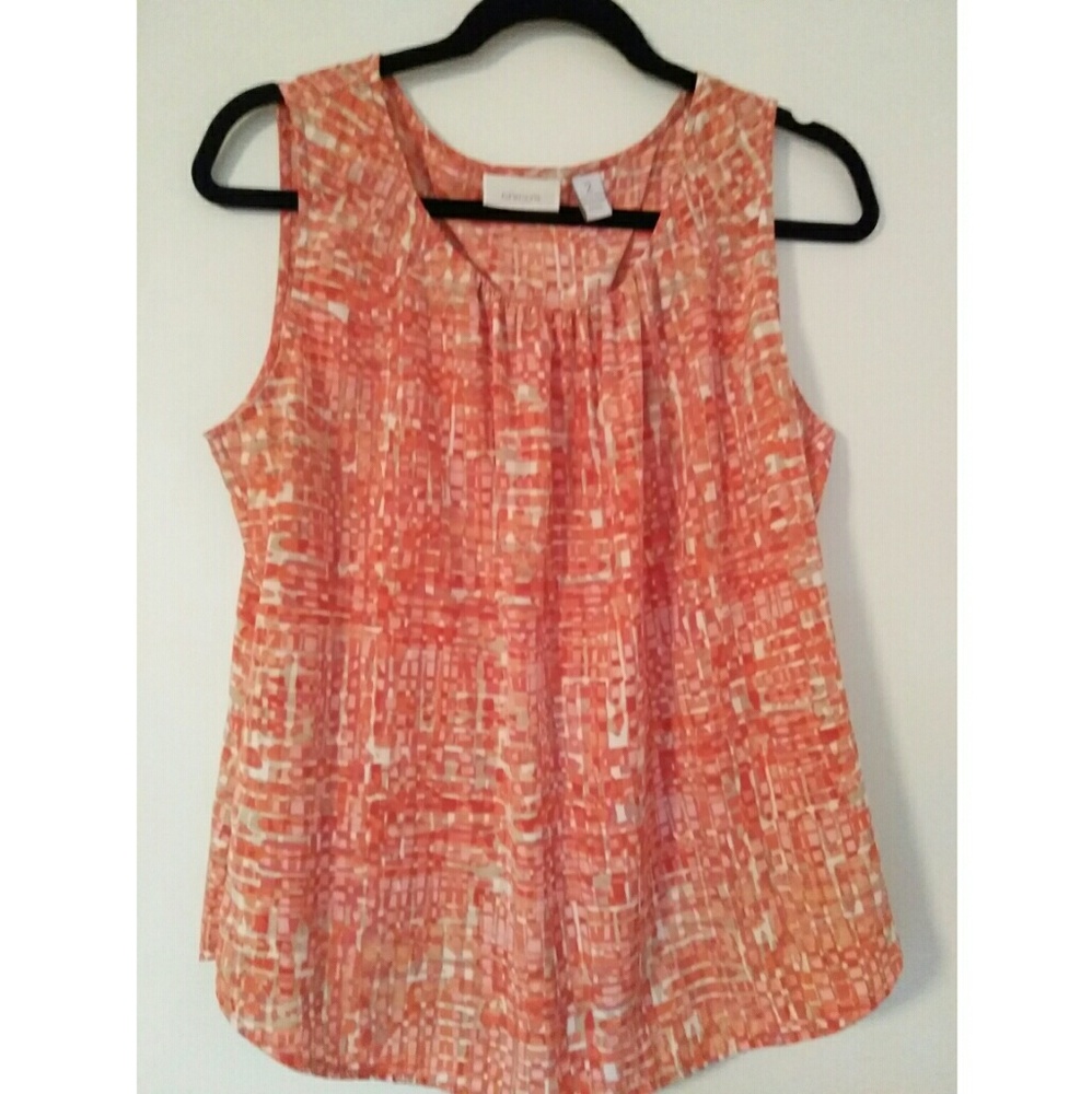 Chico's Peach Orange Geometric Sleeveless Top 12