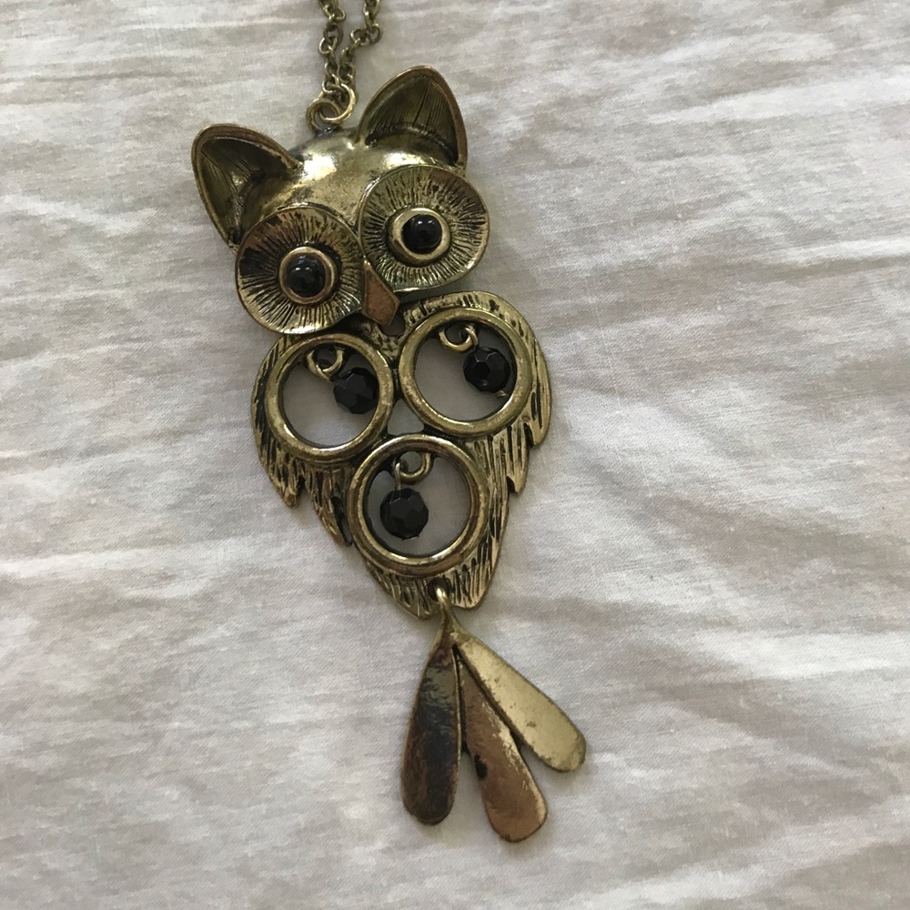 Long Gold Owl Necklace