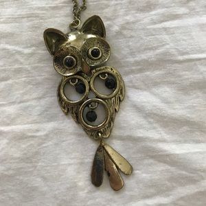 Long Gold Owl Necklace