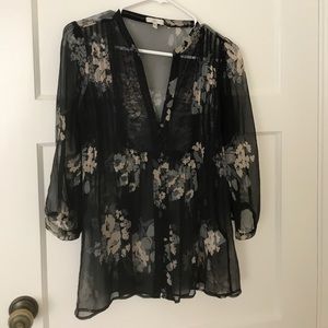 Joie black blouse button lace detail size XS