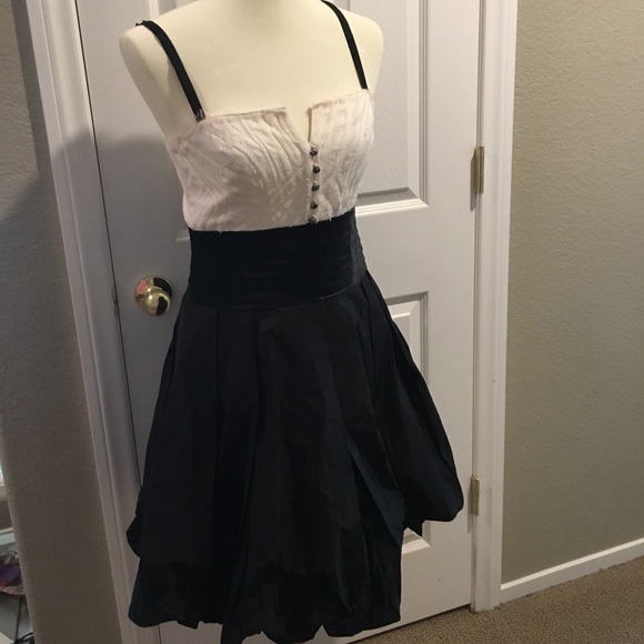 BCBG Dresses & Skirts - BCBG❤️Gorgeous B&W Silk & Taffeta Dress EUC Size 4