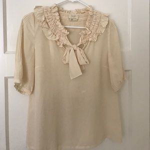 Kate Spade cream pussybow blouse size medium