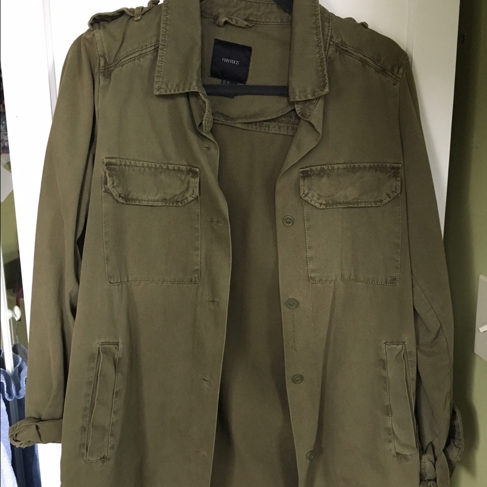 Olive army green cargo utility jacket