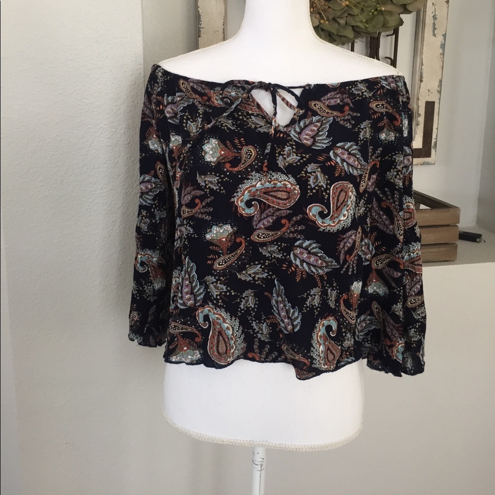 Off the shoulder paisley top