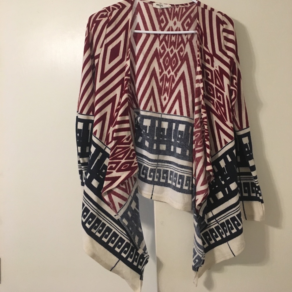 Red white and blue cardigan