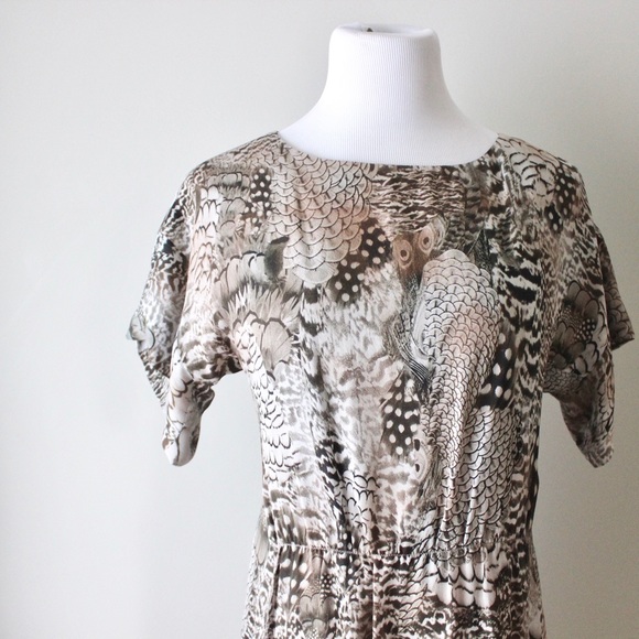 Rag & Bone Dalmeny 100% Silk Feather Print Dress - Picture 4 of 8