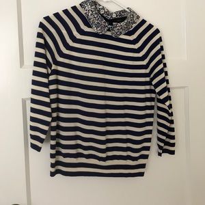 Jcrew floral stripe collar sweater size XS