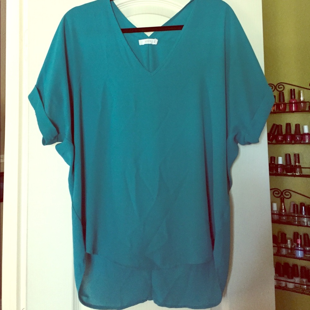 Turquoise v-neck Lush blouse