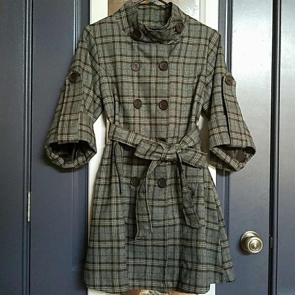 Plaid Trench Coat