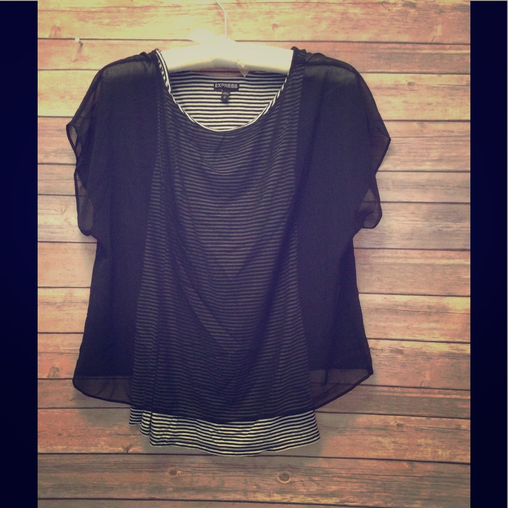 Striped Tank with Black Overlay