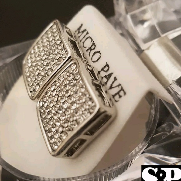 Swag White Gold PT Micro Pave Iced Out Earrings - Picture 2 of 2