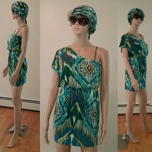 One Shoulder Tropical Colors Mini