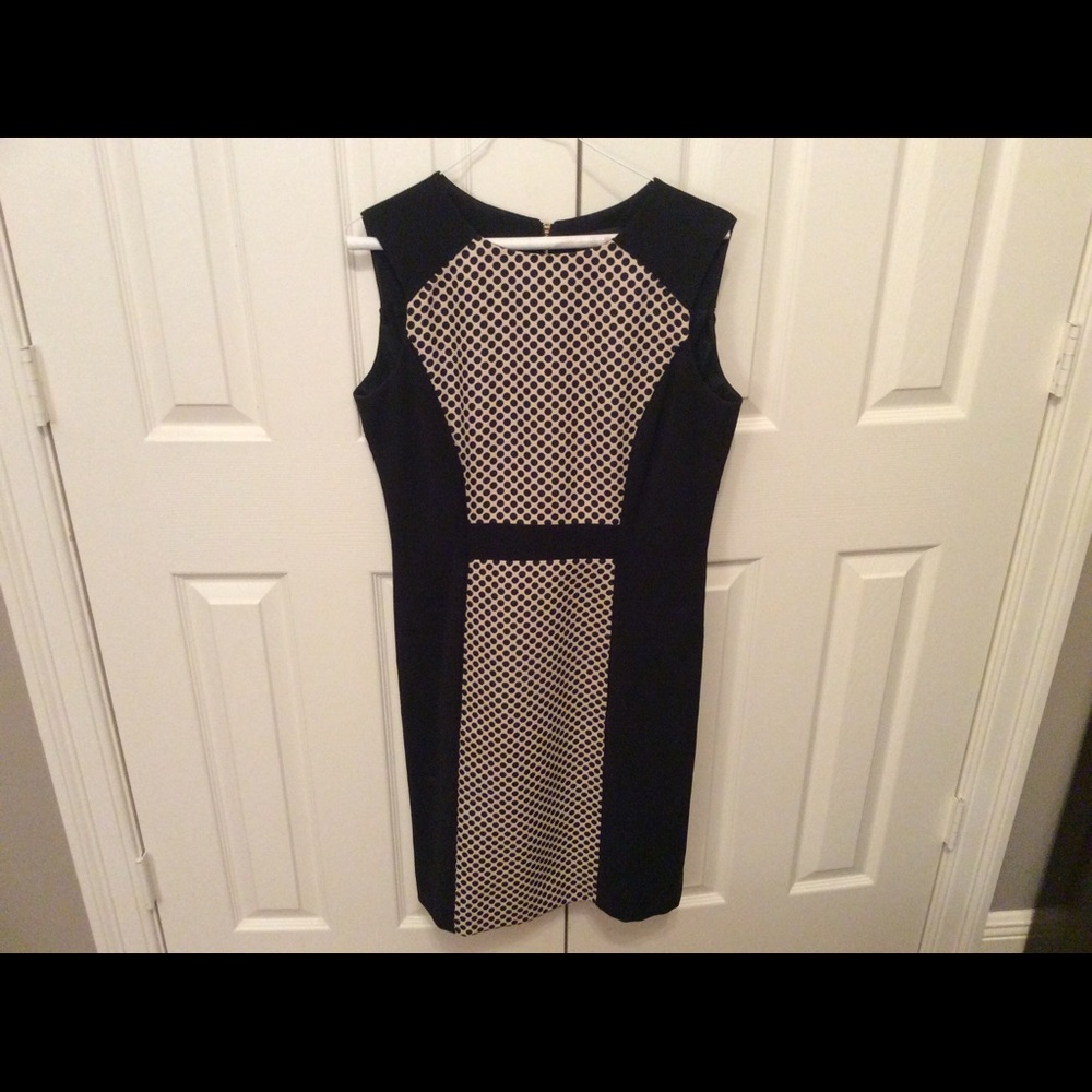 Black/tan polka dot dress
