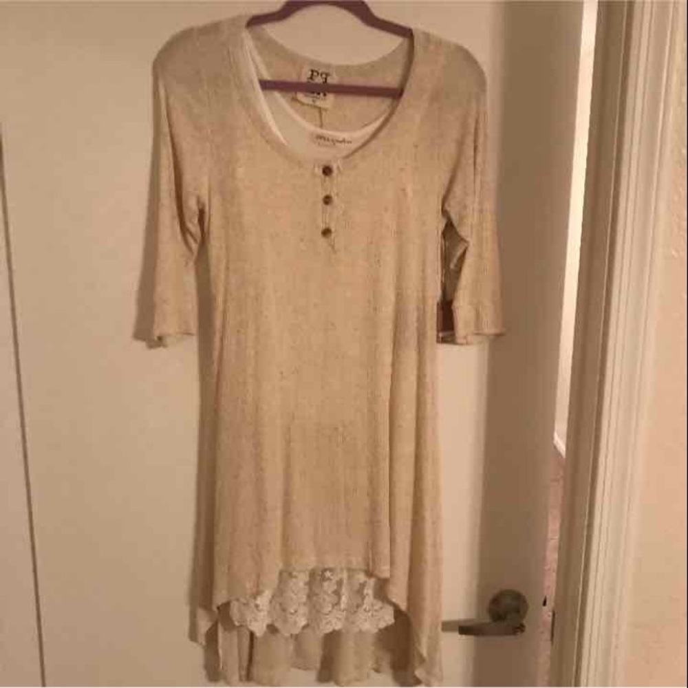 PPLA Shawnee dress oatmeal with lace under tank