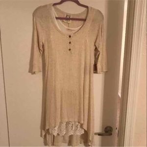 PPLA Shawnee dress oatmeal with lace under tank