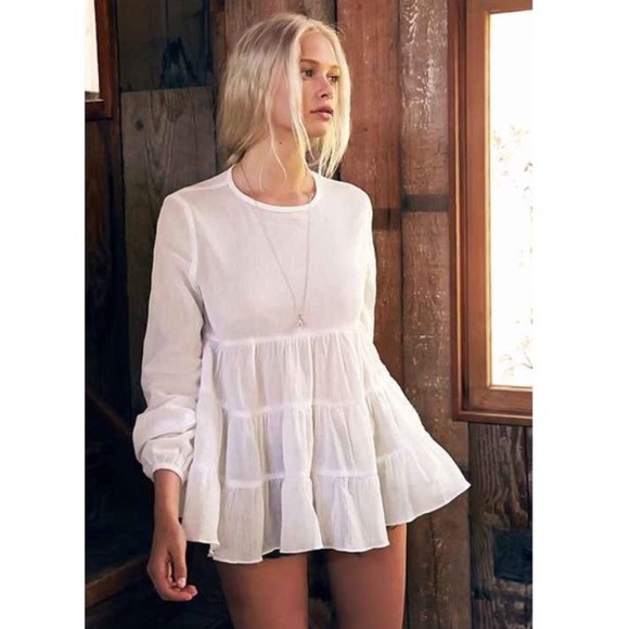 Sheer Blush Pink Ruffle Top-- UO Kimchi Blue - Picture 1 of 2