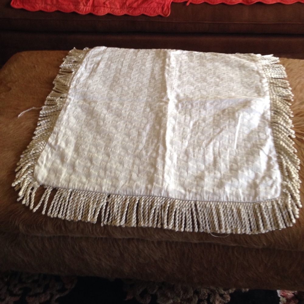 2/$15 large cream pillow sham square with fringe cotton
