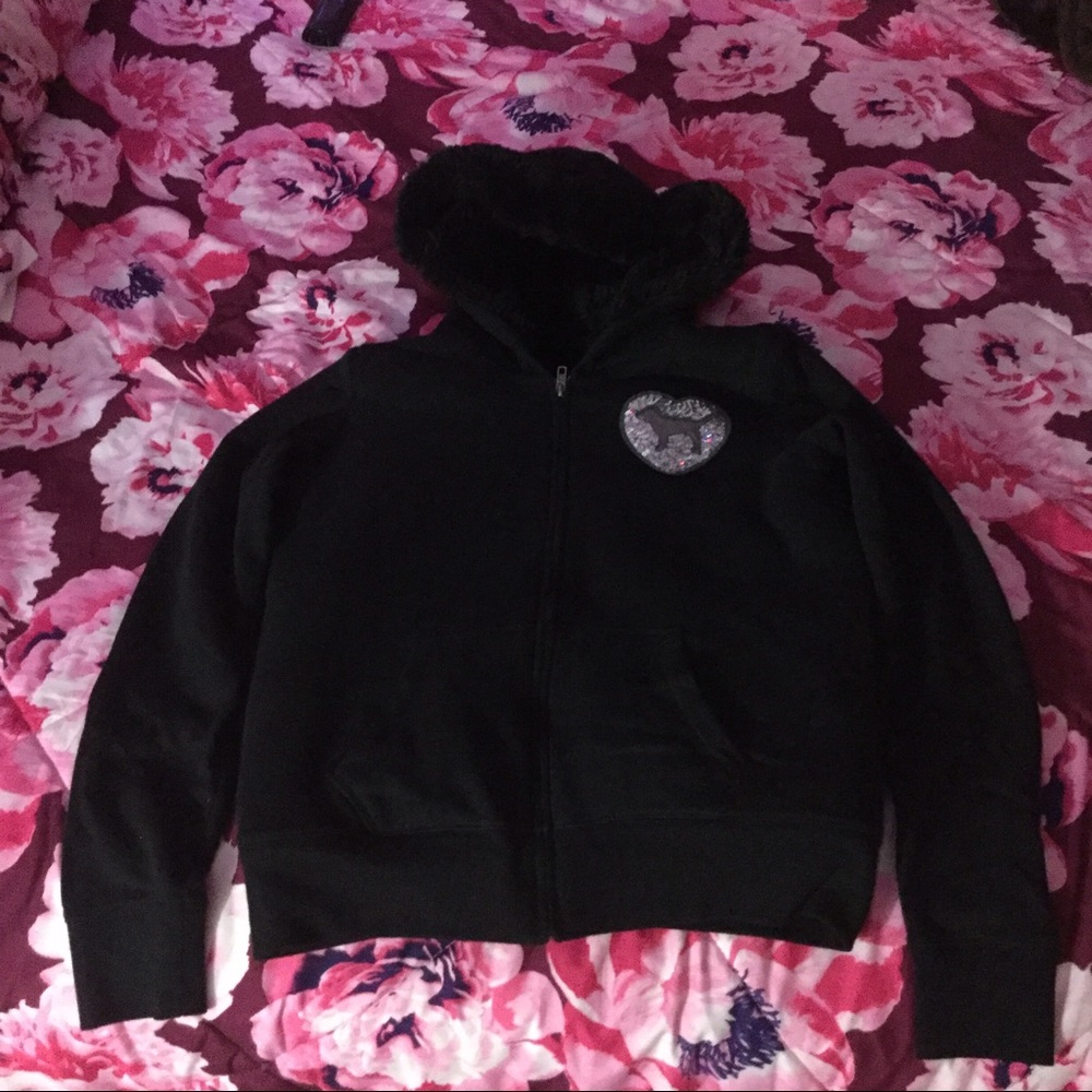 VS Pink Bling Fur Lined Hoodie