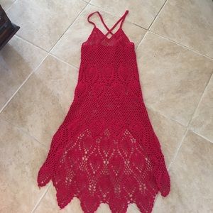 RED hand Crochet beautiful dress!