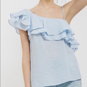 Light blue one shoulder top